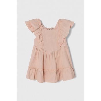 Jamiks rochie din bumbac pentru copii culoarea roz, mini, evazati ieftina