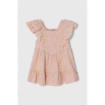 Jamiks rochie din bumbac pentru copii culoarea roz, mini, evazati