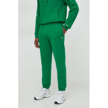 Lacoste pantaloni de trening culoarea verde, cu imprimeu de firma originali