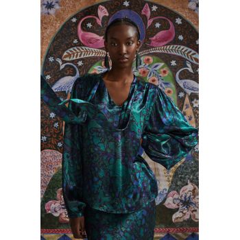 Medicine bluza femei, culoarea turcoaz, modelator de firma originala