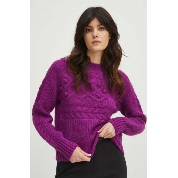 Medicine pulover din amestec de lana femei, culoarea roz, călduros de firma original