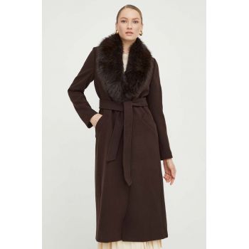 MICHAEL Michael Kors palton de lana culoarea negru, de tranzitie de firma original