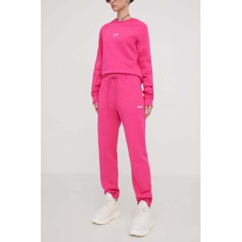 MSGM pantaloni de trening din bumbac culoarea roz, uni 3641MDP500.247000