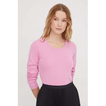 United Colors of Benetton pulover de bumbac culoarea roz, light ieftin