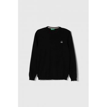United Colors of Benetton pulover de bumbac pentru copii culoarea negru, light ieftin