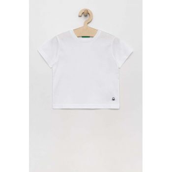 United Colors of Benetton tricou de bumbac pentru copii culoarea alb, neted