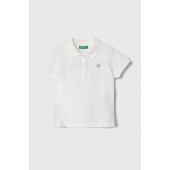 United Colors of Benetton tricou polo copii culoarea alb, neted