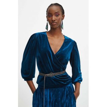 Medicine bluza femei, culoarea turcoaz, neted de firma originala
