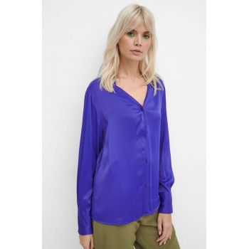Medicine camasa femei, culoarea violet, cu guler clasic, regular de firma originala