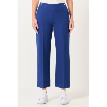 Pantaloni crop cu talie inalta