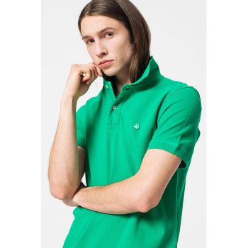 Tricou polo regular fit cu aspect pique