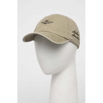 Aeronautica Militare șapcă de baseball din denim culoarea bej, neted de firma originala