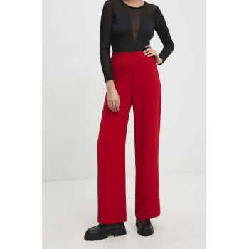 Answear Lab pantaloni femei, culoarea rosu, lat, high waist