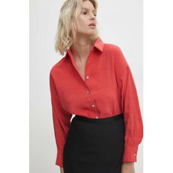 Answear Lab camasa femei, culoarea rosu, cu guler clasic, relaxed ieftina