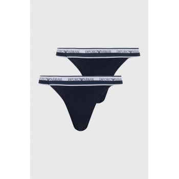 Emporio Armani Underwear tanga 2-pack culoarea albastru marin de firma originali