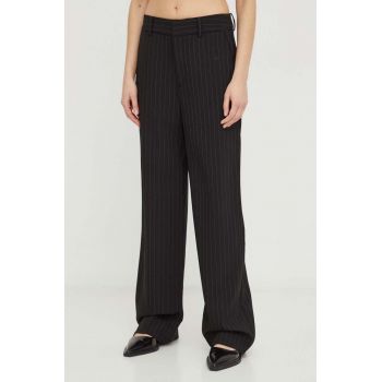 Gestuz pantaloni femei, culoarea negru, drept, high waist 10909020