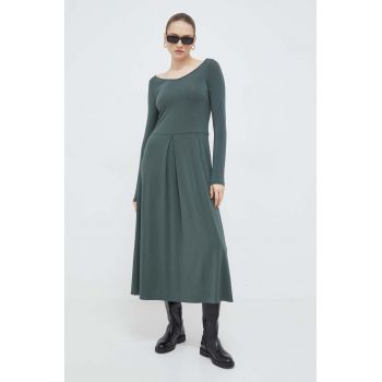 Max Mara Leisure rochie culoarea verde, midi, evazați 2416620000000