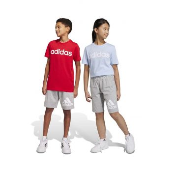 adidas pantaloni scurți din bumbac pentru copii U BL culoarea gri, melanj, talie reglabila