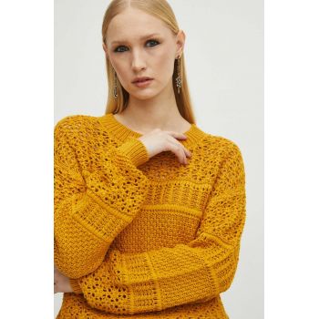 Medicine pulover femei, culoarea galben, light de firma original