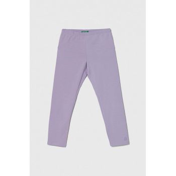 United Colors of Benetton leggins copii culoarea violet, neted de firma originali