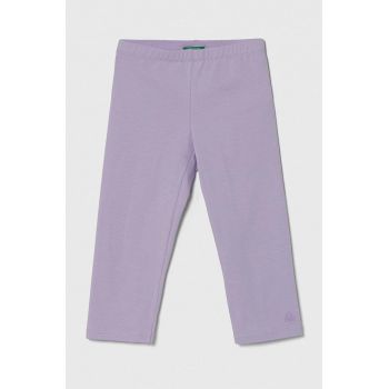 United Colors of Benetton leggins copii culoarea violet, neted de firma originali