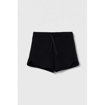 United Colors of Benetton pantaloni scurți din bumbac pentru copii culoarea negru, neted, talie reglabila