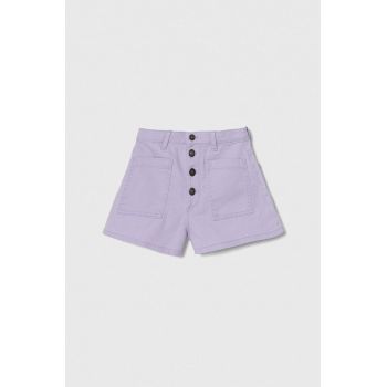 United Colors of Benetton pantaloni scurti din denim pentru copii culoarea violet, neted, talie reglabila