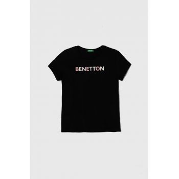 United Colors of Benetton tricou de bumbac pentru copii culoarea negru