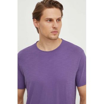United Colors of Benetton tricou din bumbac barbati, culoarea violet, neted