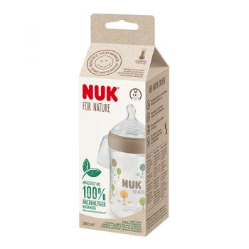 Biberon Nuk for Nature PP 260 ml control temperatura si tetina din silicon M Crem ieftin