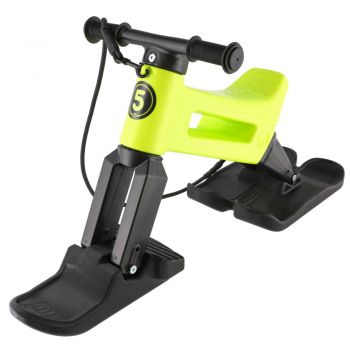 Tricicleta fara pedale 3 in 1 Funny Wheels Rider Yetti Superpack LimeBlack, curea transport pe umar, transformabila in bicicleta (cu o roata spate), varsta 1-4 ani, inaltime scaun 27-29 cm, anvelope de cauciuc, cosulet