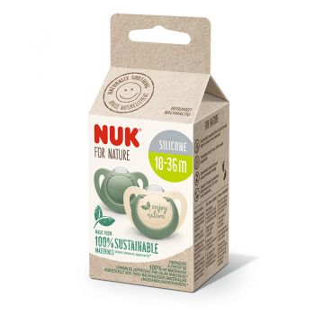 Set 2 suzeta Nuk for Nature din silicon M3 18-36 luni verde