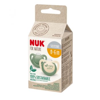 Set 2 suzete Nuk for Nature din silicon M1 0-6 luni verde