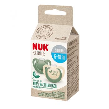 Set 2 suzete Nuk for Nature din silicon M2 6-18 luni verde de firma originala