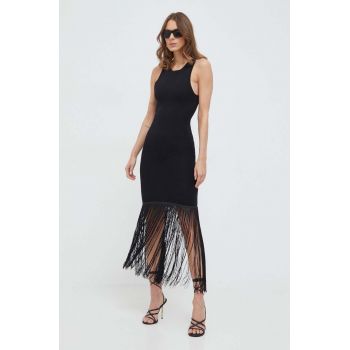 Bardot rochie culoarea negru, mini, mulata