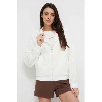 HUGO bluză femei, culoarea alb, cu glugă, uni 50510997 de firma original