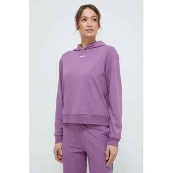 HUGO bluză lounge culoarea violet, cu glugă, neted