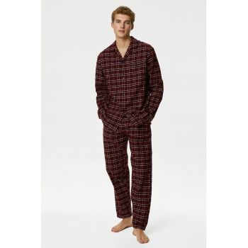 Pijama lunga cu model in carouri de firma originale