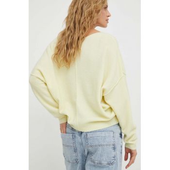 American Vintage pulover din amestec de lana femei, culoarea galben, light de firma original