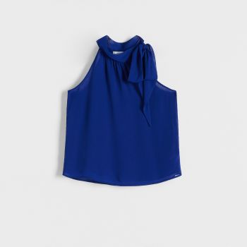 Reserved - Bluză cu cordon decorativ - Albastru