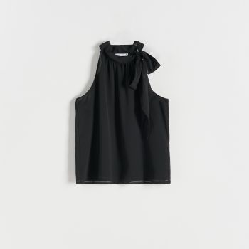 Reserved - Bluză cu cordon decorativ - Negru