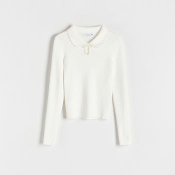 Reserved - Bluză cu guler decorativ - Ivory