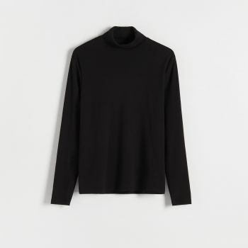 Reserved - Bluză cu mânecă lungă slim - Negru