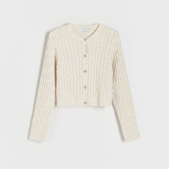 Reserved - Cardigan scurt - Ivory