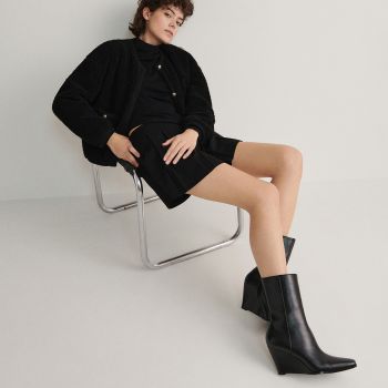 Reserved - Ladies` ankle boots - Negru