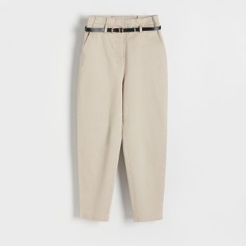 Reserved - Pantaloni chino cu curea - Bej