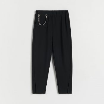 Reserved - Pantaloni cu lanț decorativ - Negru