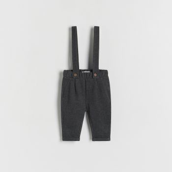 Reserved - Pantaloni din jerseu, cu bretele - Gri ieftin
