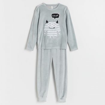 Reserved - Pijama din două piese cu aplicații - Gri deschis