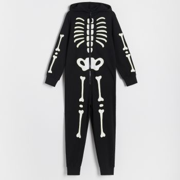 Reserved - Pijama-salopetă cu model schelet - Negru